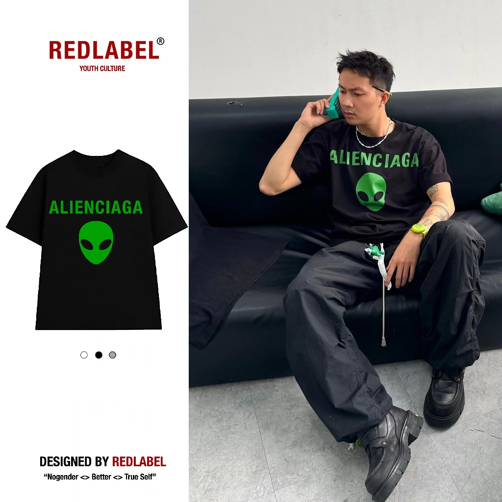 REDLABEL Áo Thun ALIENCIAGA Tshirt, Áo Phông Nam Nữ Form Rộng TS19