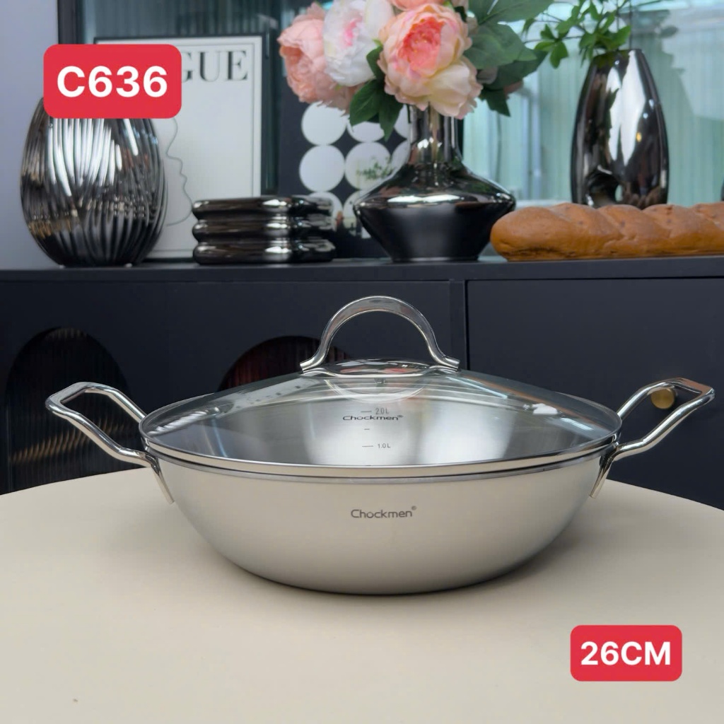 Chảo Xào Rán Sâu Lòng Hai Quai Chockmen size 26cm Chảo Rán Bếp Từ CKM636