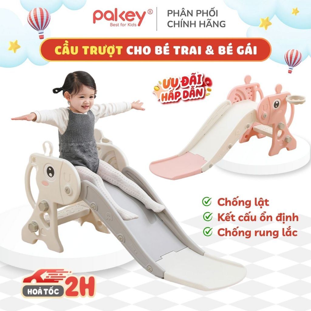 [Ship Hoả Tốc] Cầu Trượt Cho Bé Trong Nhà, Ngoài Trời Hình Hươu Có Kèm Vòng Bóng Rổ Và Bóng Rổ Mẫu Mới 2026 - KS04