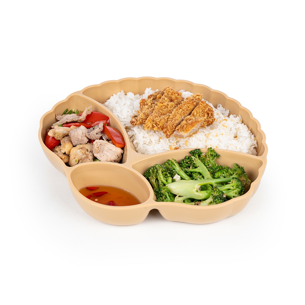 Khay cơm sò 4 ngăn Việt Nhật (mã 5608) - Khay bày biện thức ăn cho bé, trường học, quán ăn, nhà hàng tiện dụng, đẹp mắt