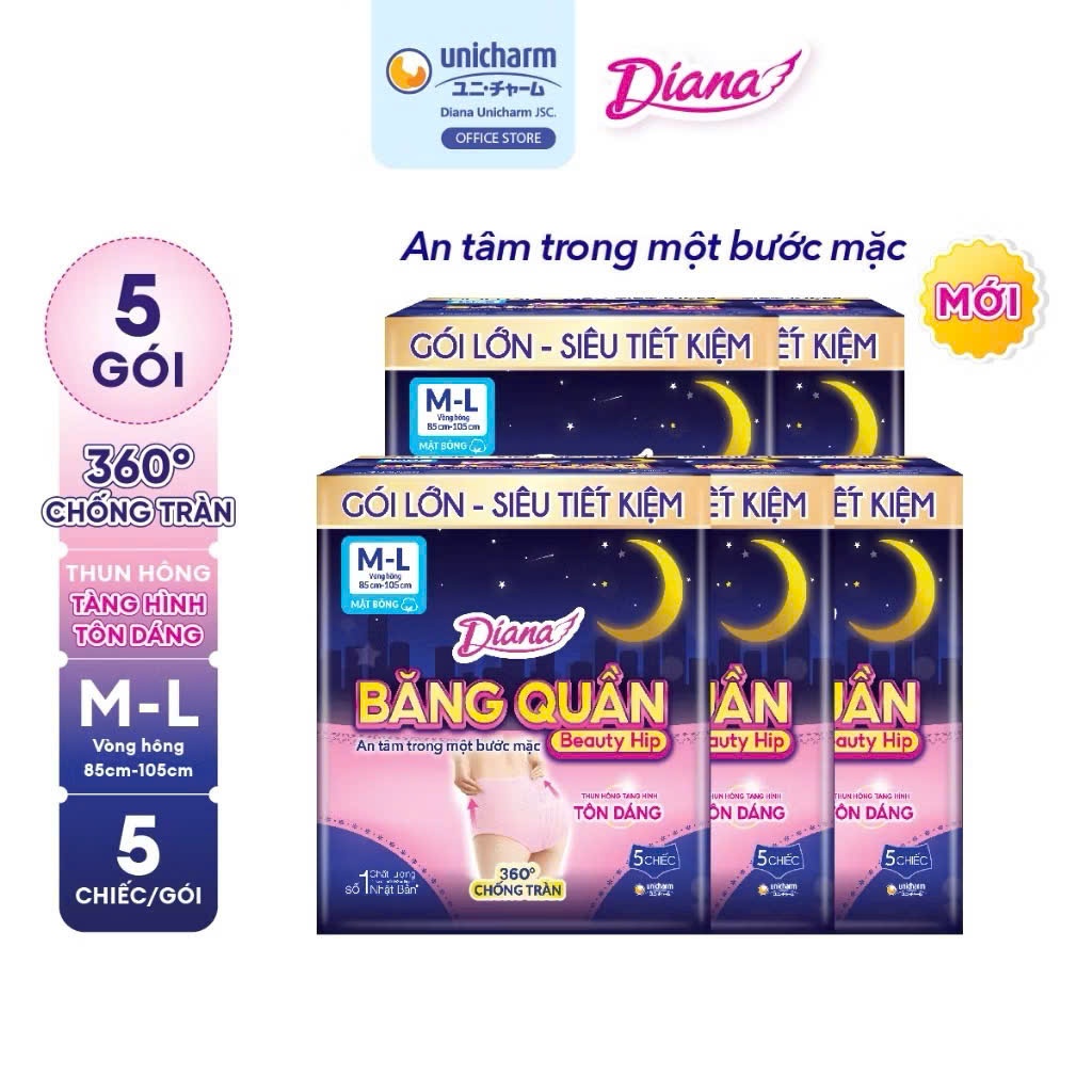 Combo 5 gói Diana Băng Quần Beauty Hip size M-L 5 chiếc/gói