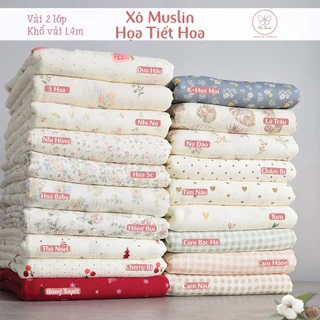 [ Họa tiết Hoa ] Vải Xô Muslin 2 lớp Siêu Mềm Họa Tiết Hoa Baby May Váy Bộ, Chăn Gối Cho Bé
