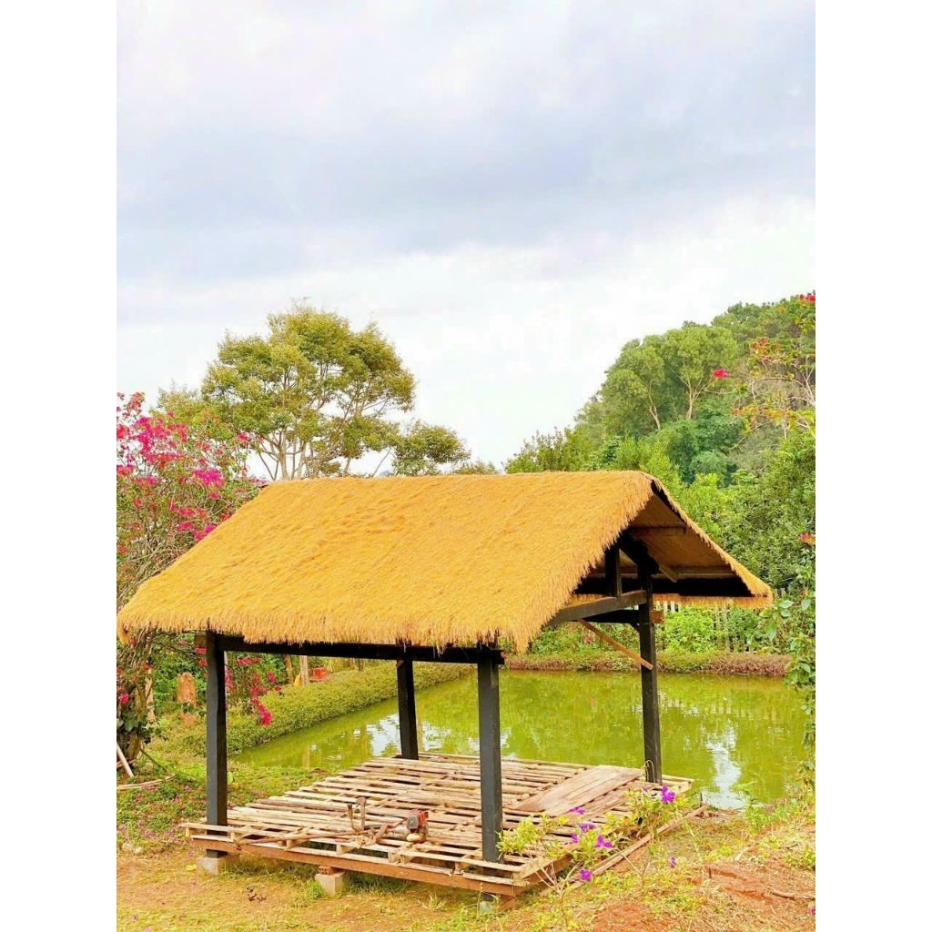 Combo 1m2(1m x 1m) Thảm rơm nhân tạo trải mái, lợp chồi lều trại resort,  trang trí nhà vườn