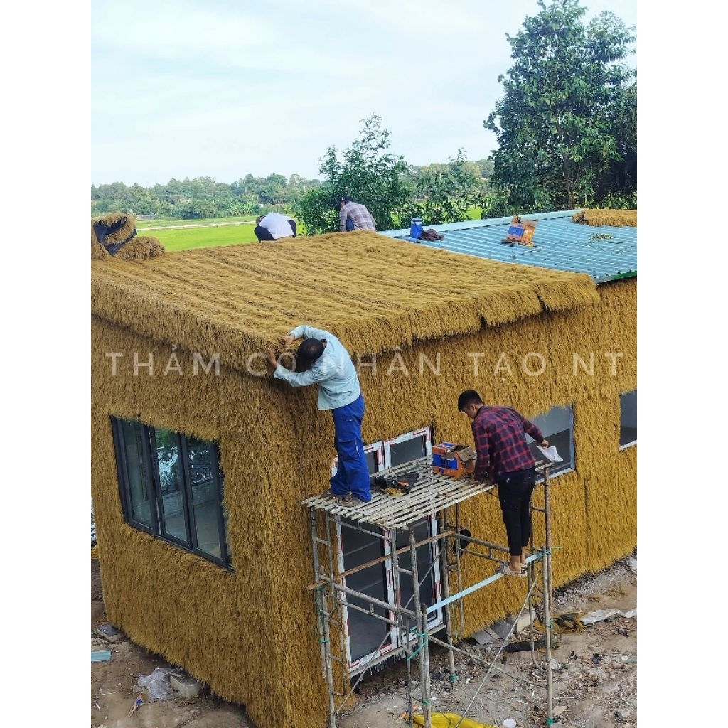 Combo 1m2(1m x 1m) Thảm rơm nhân tạo trải mái, lợp chồi lều trại resort,  trang trí nhà vườn