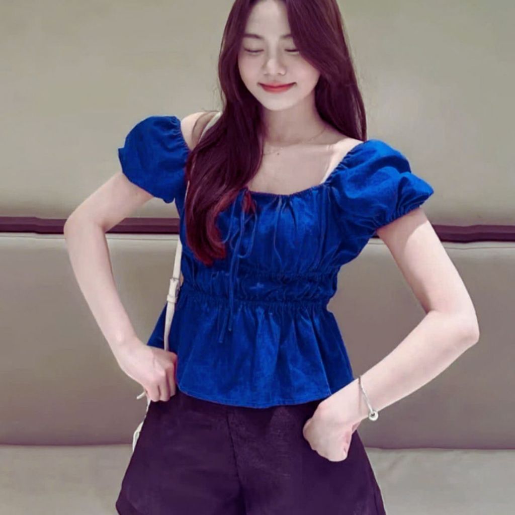 Áo Babydoll Cổ Vuông Chiết Eo Tay Phồng Bigsize 45-85kg Vải Lụa Mềm Mát Cột Nơ Dễ Thương ESHOP MS448