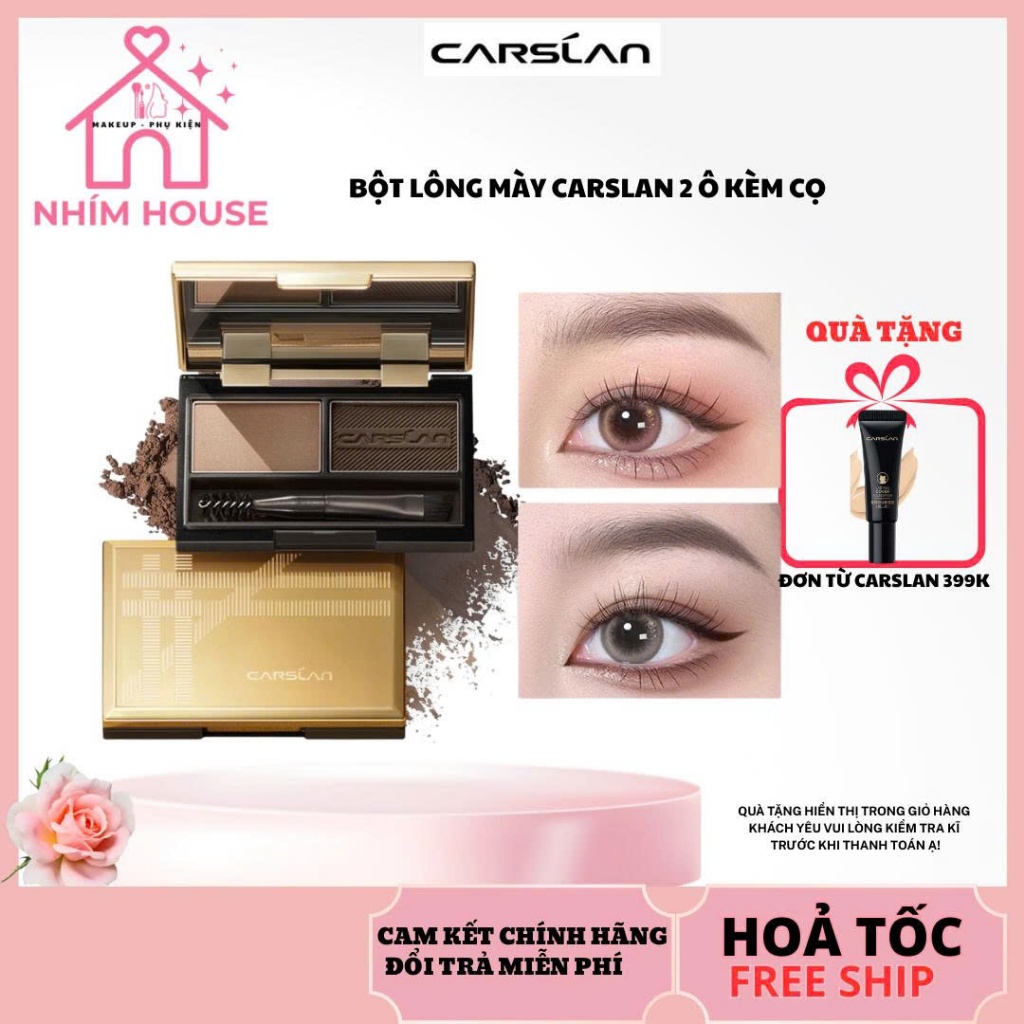 Casrlan Phấn Kẻ Lông Mày Dạng Bột Carslan 2 Màu Hiệu Ứng Kép 3g | NHÍM HOUSE