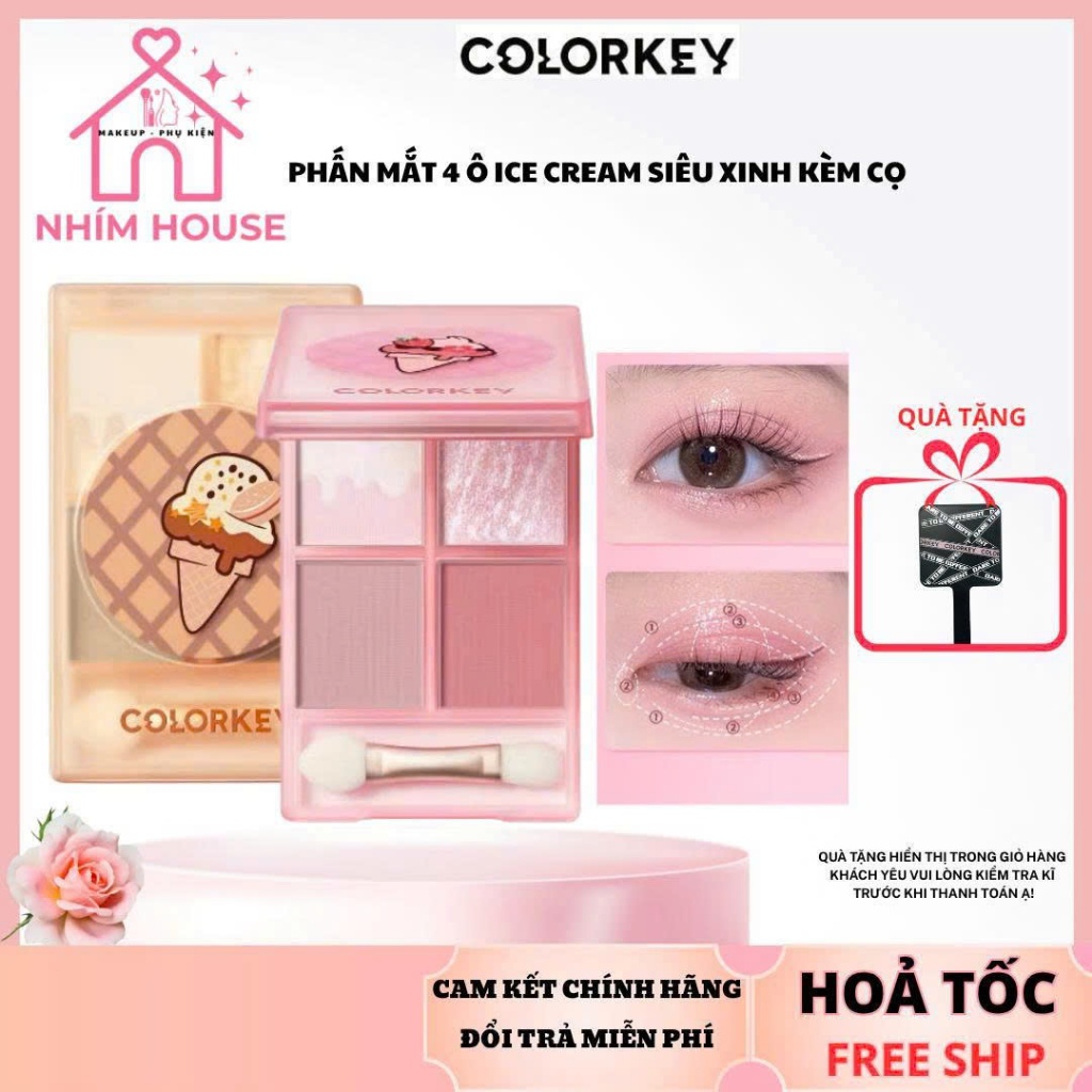 COLORKEY Bảng Phấn Mắt 4 Ô - Icecream Bền Màu Lâu Trôi 4g | NHÍM HOUSE