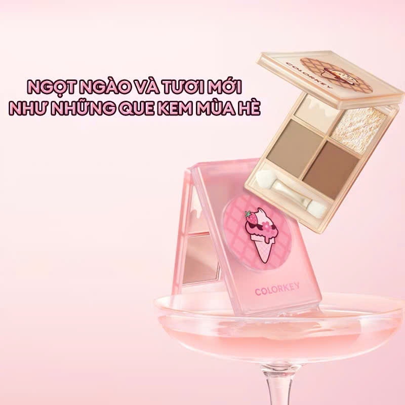 COLORKEY Bảng Phấn Mắt 4 Ô - Icecream Bền Màu Lâu Trôi 4g | NHÍM HOUSE