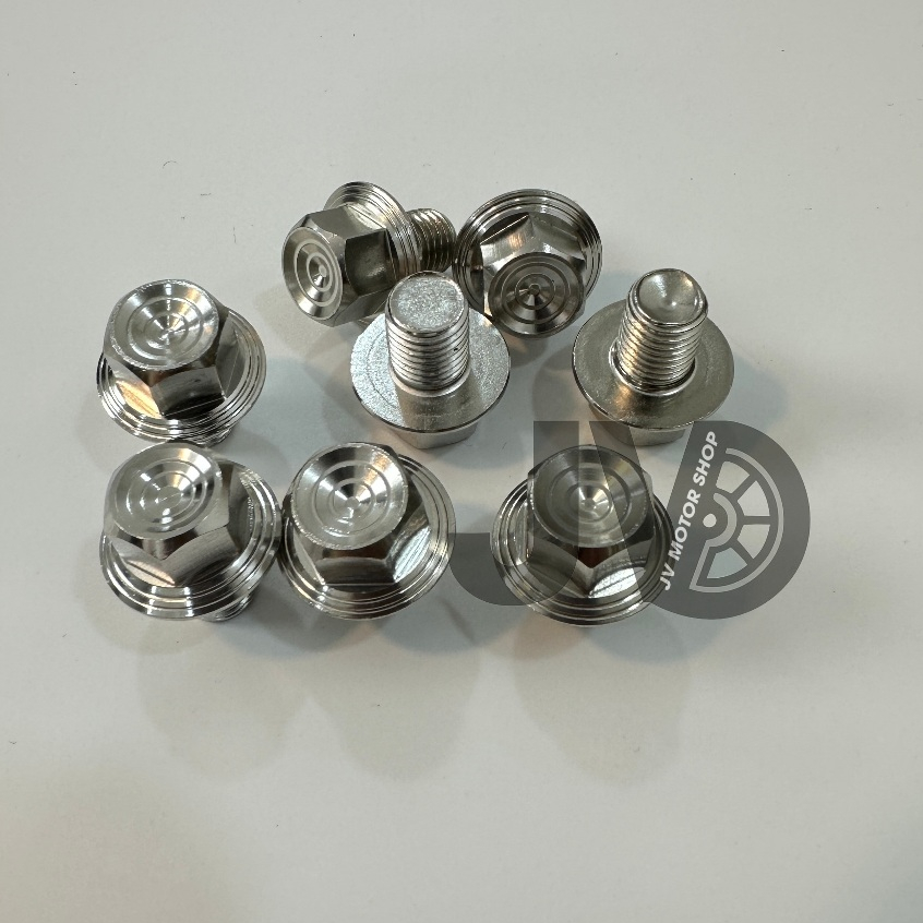 Ốc chân gương Salaya 10li Ren thuận/ ngược - CNC khuyên khối, INOX 304 sáng bóng, gắn mọi loại xe