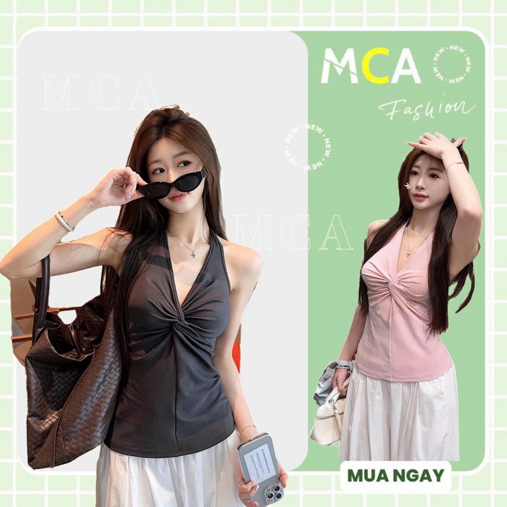 [ Video sp thực tế ] Áo nữ cổ yếm kiểu xoắn ngực MCA phong cách gợi cảm A51399