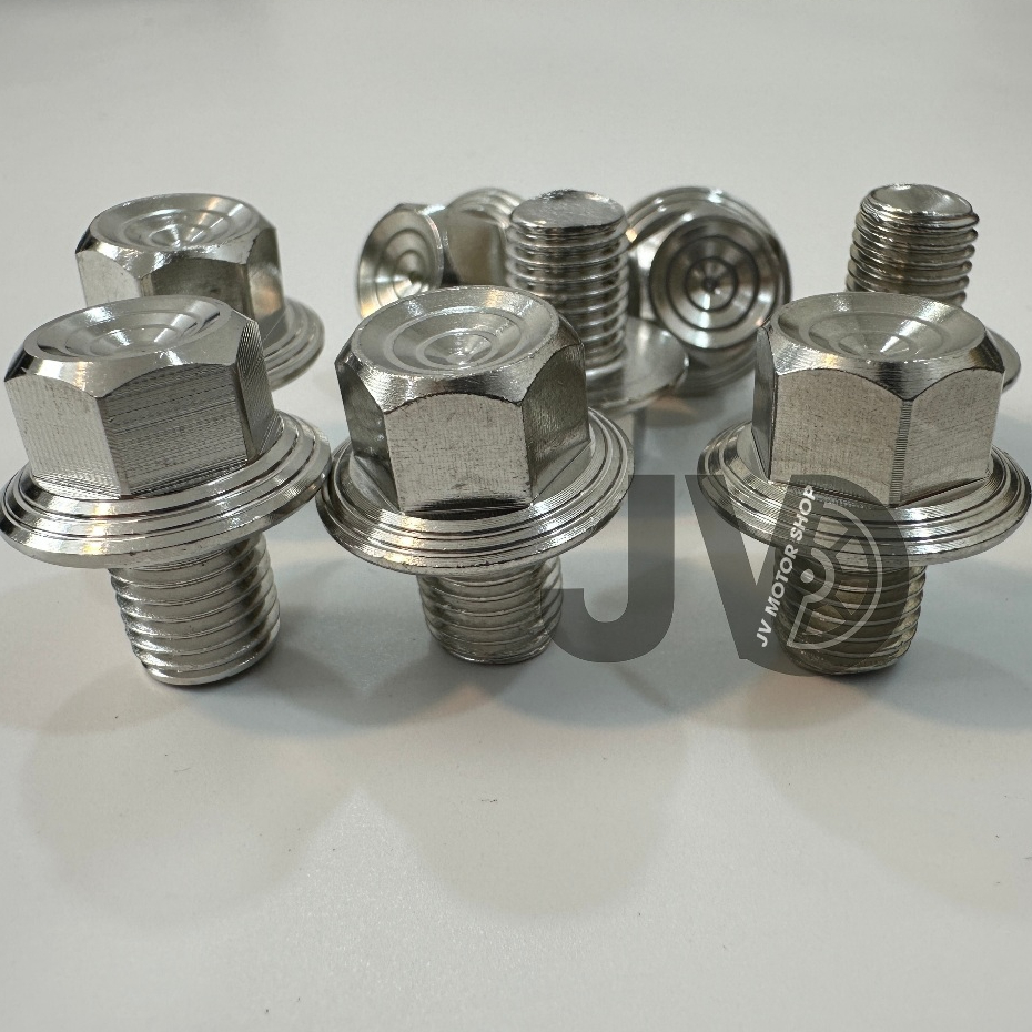 Ốc chân gương Salaya 10li Ren thuận/ ngược - CNC khuyên khối, INOX 304 sáng bóng, gắn mọi loại xe