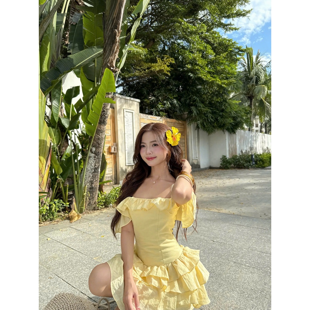 Đầm Nữ Eldora Xếp Tầng Trễ Vai Ngọt Ngào SECODEE
