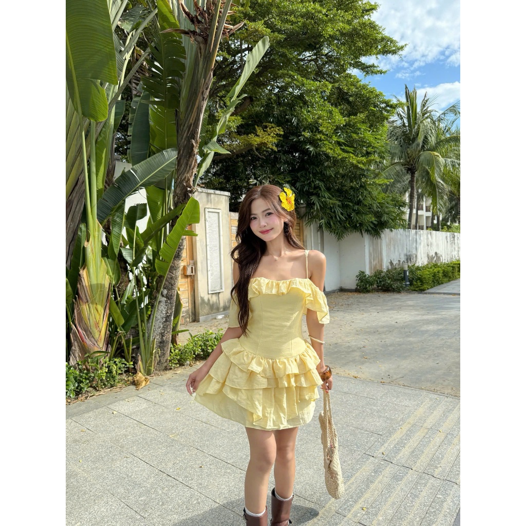 Đầm Nữ Eldora Xếp Tầng Trễ Vai Ngọt Ngào SECODEE