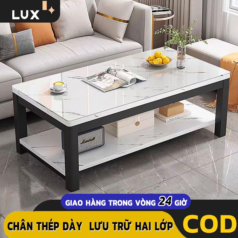 LUX Bàn trà hiện đại, bàn cà phê, phù hợp cho phòng khách, văn phòng, mặt gỗ vân đá cẩm thạch tinh tế, góc an toàn