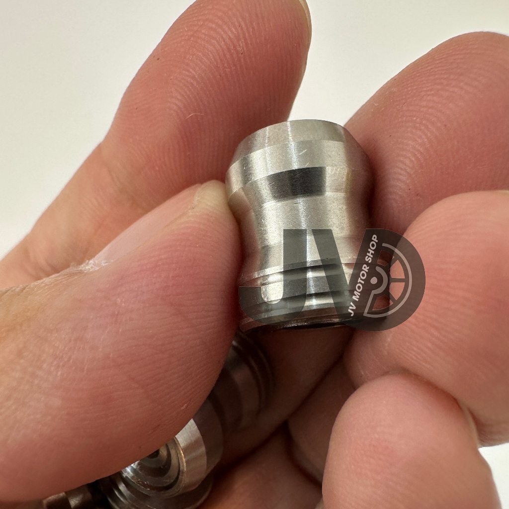Ốc chụp van vòi kèm long đền đỏ - inox 304 CNC khuyên khối, gắn các loại van xe, sáng bóng dễ gắn