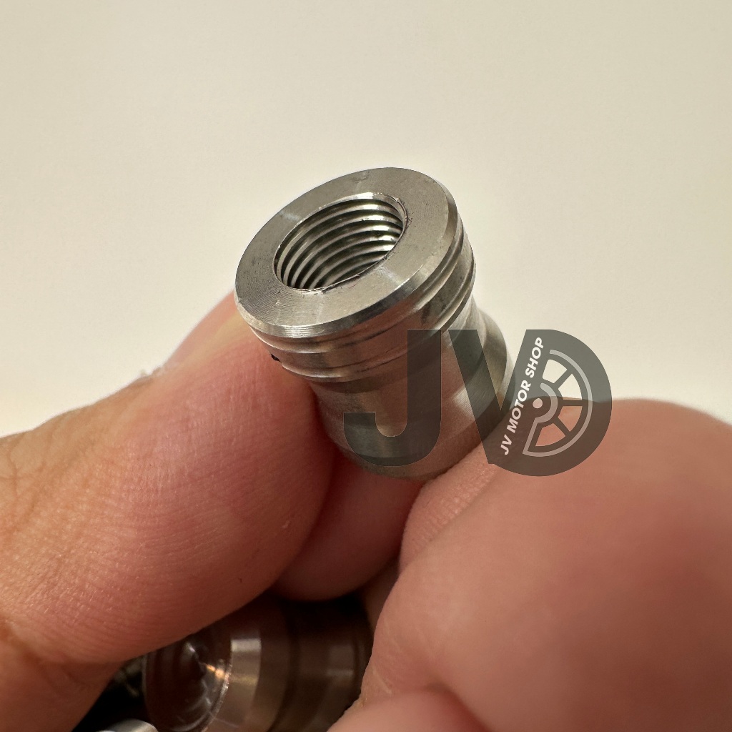 Ốc chụp van vòi kèm long đền đỏ - inox 304 CNC khuyên khối, gắn các loại van xe, sáng bóng dễ gắn