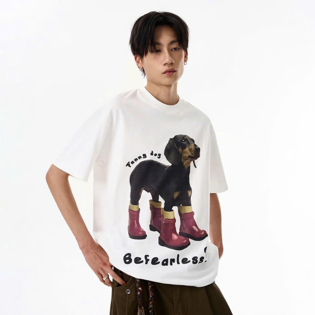Áo thun Stee Cổ tròn FUNNY DOG Localbrand ICVCVNI Unisex Cotton