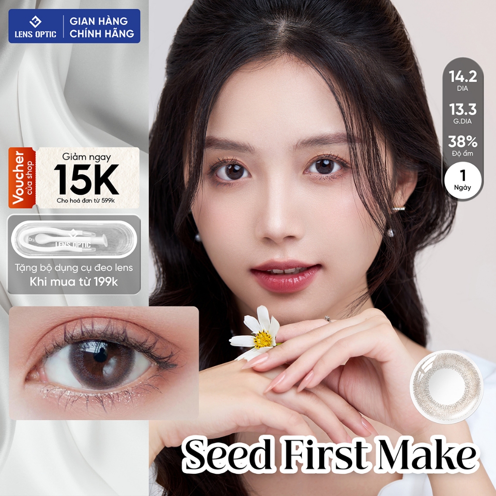(5 Cặp TẶNG 1 Cặp) Kính áp tròng 1 ngày SEED màu FIRST MAKE lens Eye ...