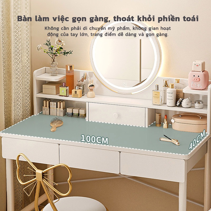 LUX Bề mặt bàn trang điểm lớn, đèn LED thông minh ba cấp độ, đáp ứng nhu cầu số lượng sản phẩm trang điểm.