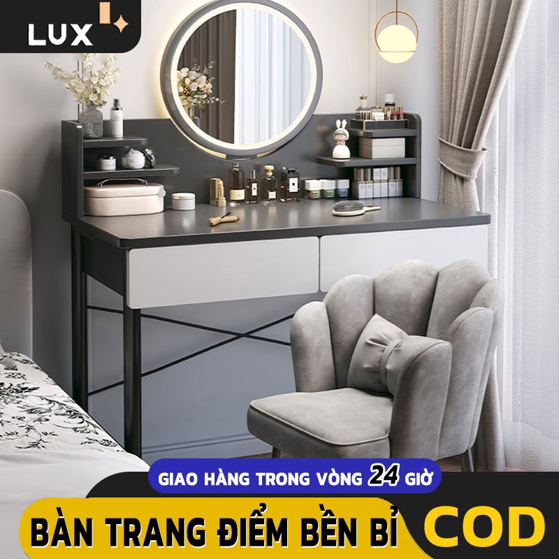LUX Bề mặt bàn trang điểm lớn, đèn LED thông minh ba cấp độ, đáp ứng nhu cầu số lượng sản phẩm trang điểm.