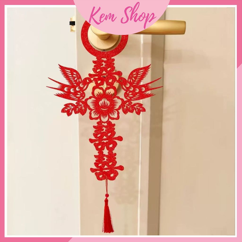 Phụ kiện set 2 dây treo tay nắm cửa trang trí đám cưới - Kem Shop