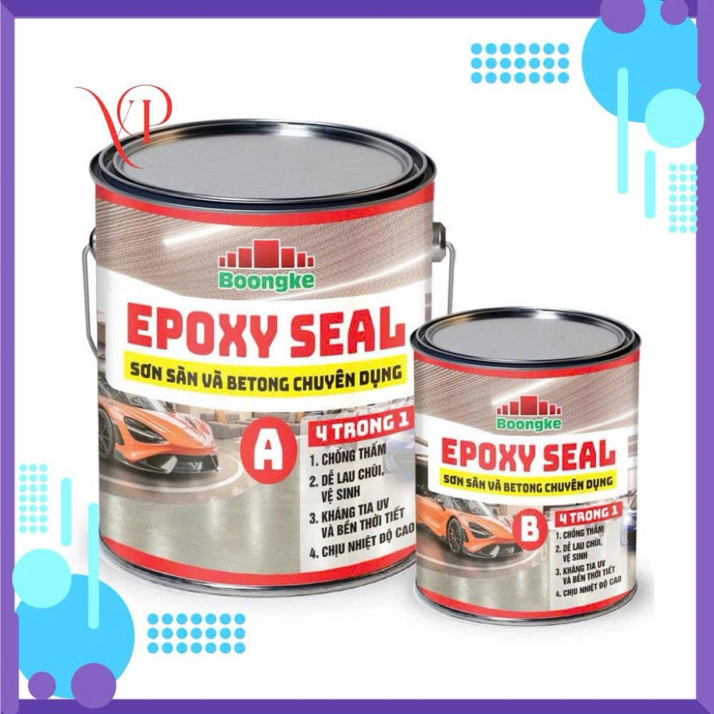 {Bộ 4Kg-Tặng cọ} Sơn Sàn Và Nền Bê Tông Chuyên Dụng Epoxy Seal 2 Thành Phần BONGKE
