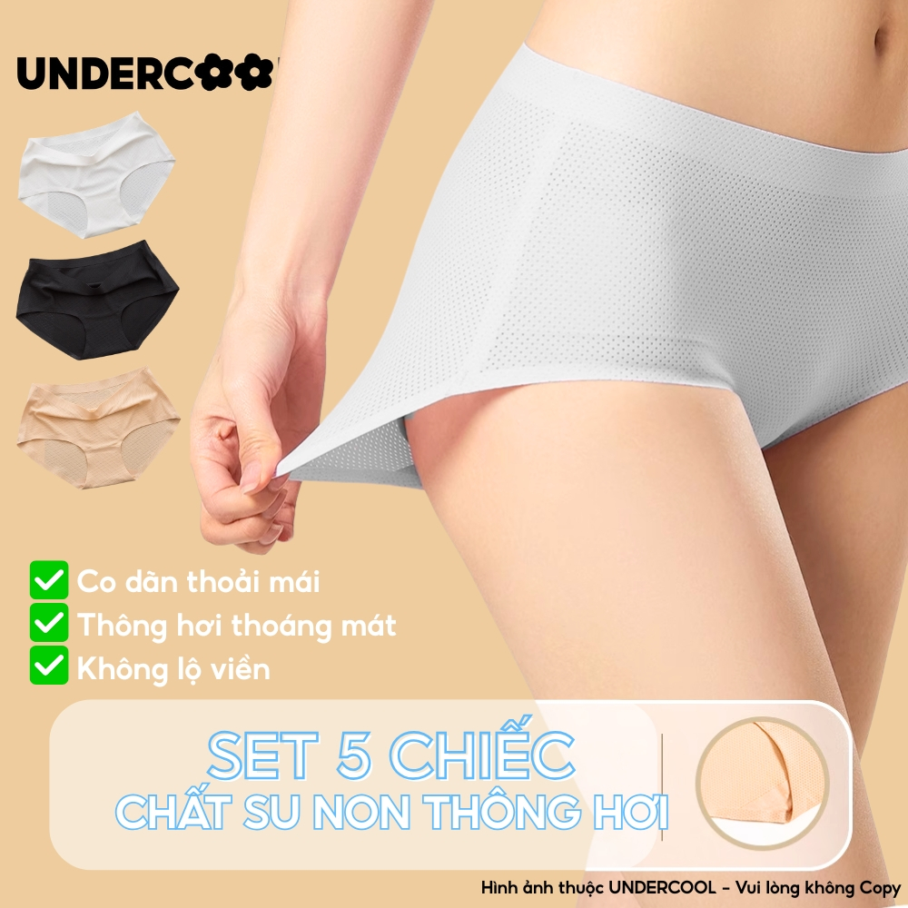 Combo 5 Quần Lót Nữ Su Lạnh Thông hơi Không Viền UNDERCOOL, Ép Đáy Kháng Khuẩn, Co Giãn Mềm Mát, Không Hằn Dấu - CB-QL03