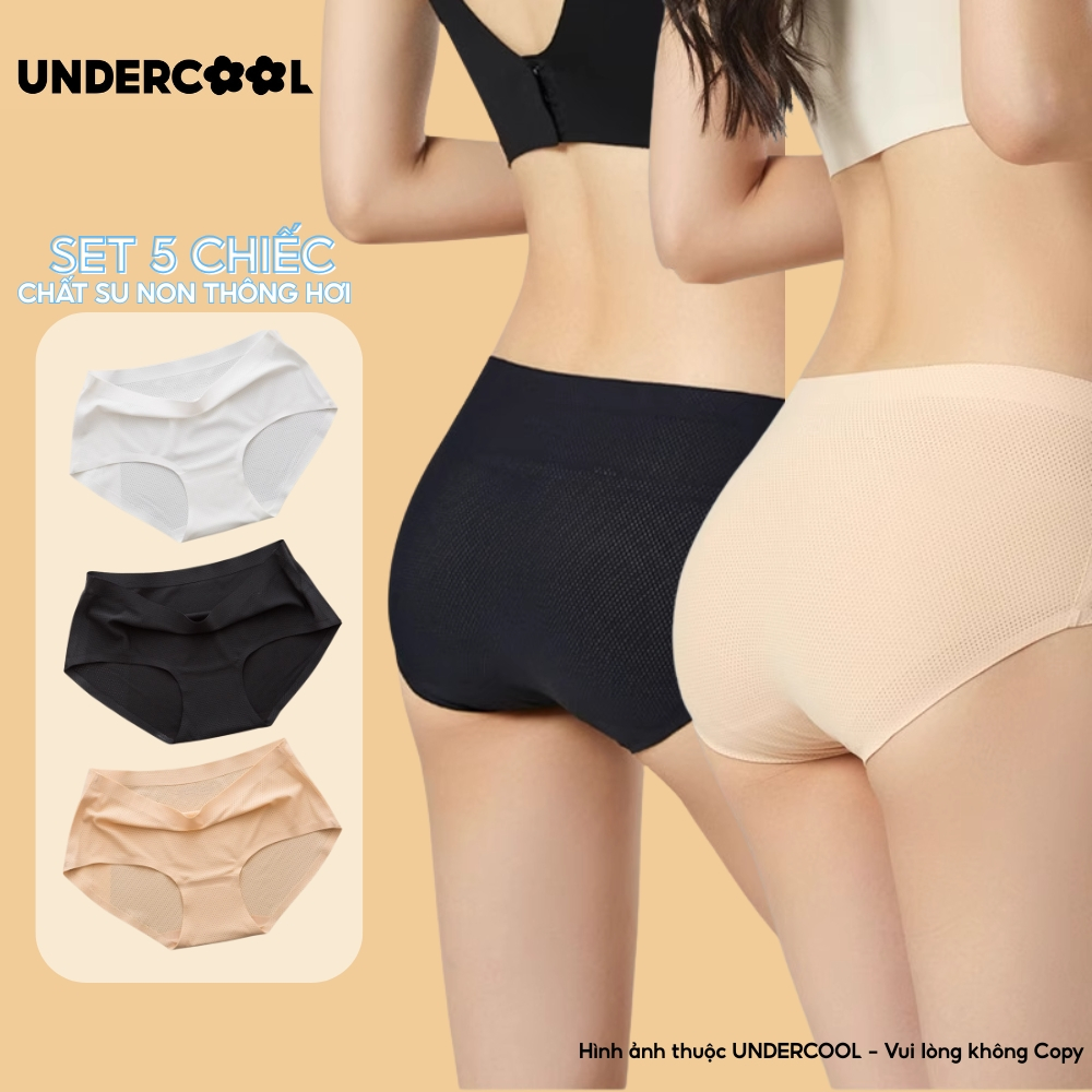 Combo 5 Quần Lót Nữ Su Lạnh Thông hơi Không Viền UNDERCOOL, Ép Đáy Kháng Khuẩn, Co Giãn Mềm Mát, Không Hằn Dấu - CB-QL03