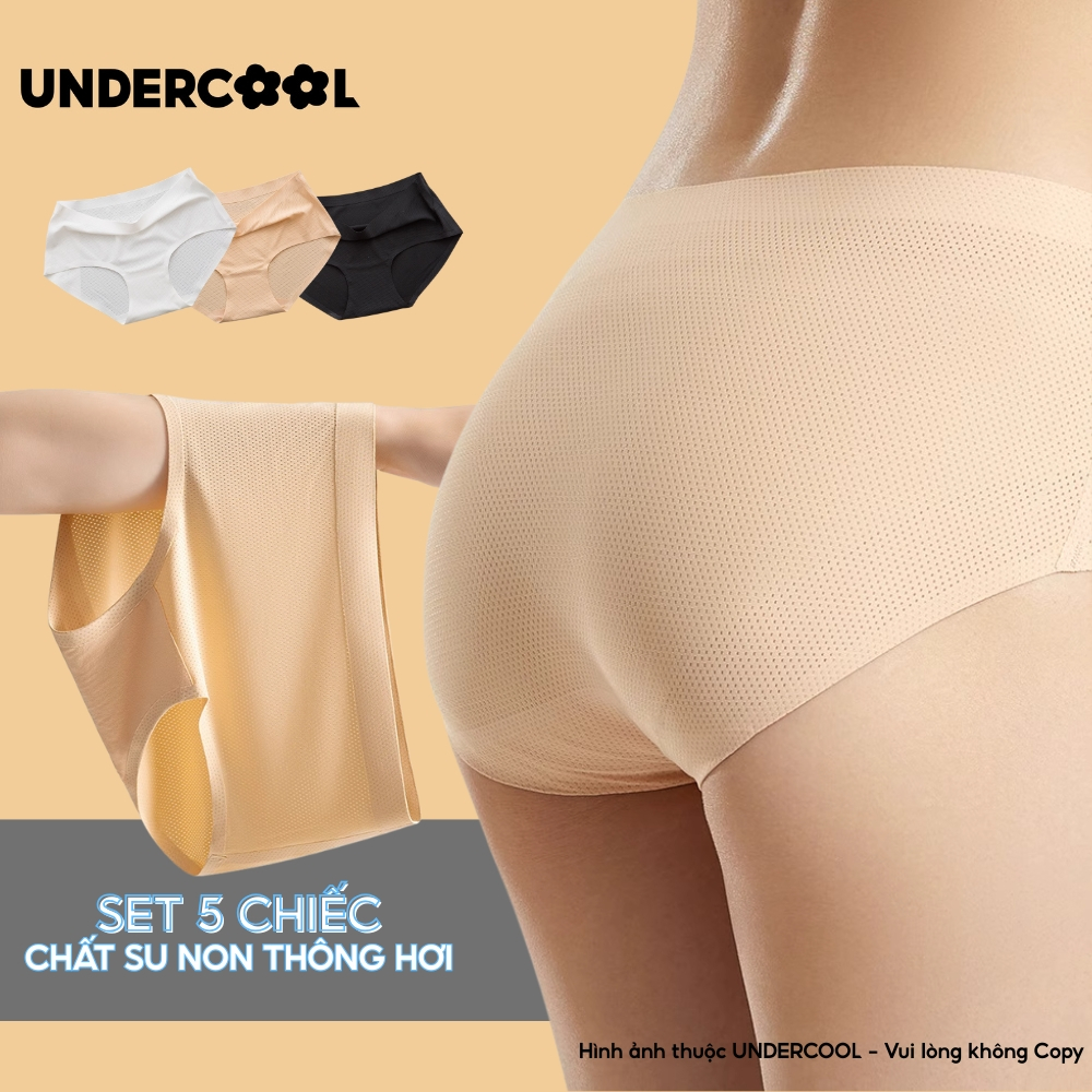 Combo 5 Quần Lót Nữ Su Lạnh Thông hơi Không Viền UNDERCOOL, Ép Đáy Kháng Khuẩn, Co Giãn Mềm Mát, Không Hằn Dấu - CB-QL03