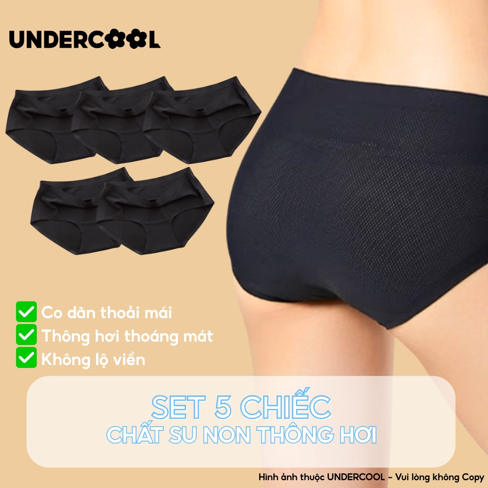 Combo 5 Quần Lót Nữ Su Lạnh Thông hơi Không Viền UNDERCOOL, Ép Đáy Kháng Khuẩn, Co Giãn Mềm Mát, Không Hằn Dấu - CB-QL03