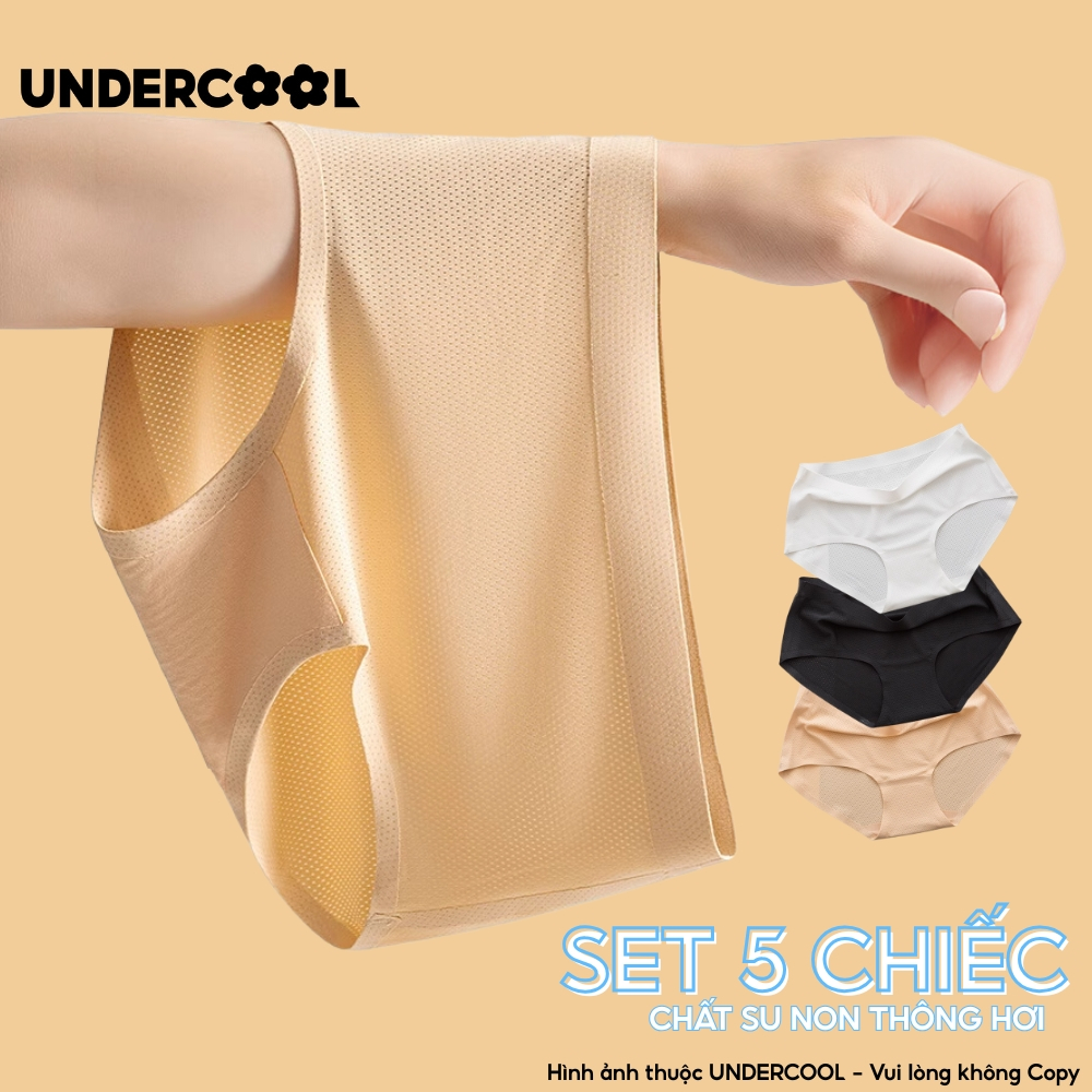 Combo 5 Quần Lót Nữ Su Lạnh Thông hơi Không Viền UNDERCOOL, Ép Đáy Kháng Khuẩn, Co Giãn Mềm Mát, Không Hằn Dấu - CB-QL03
