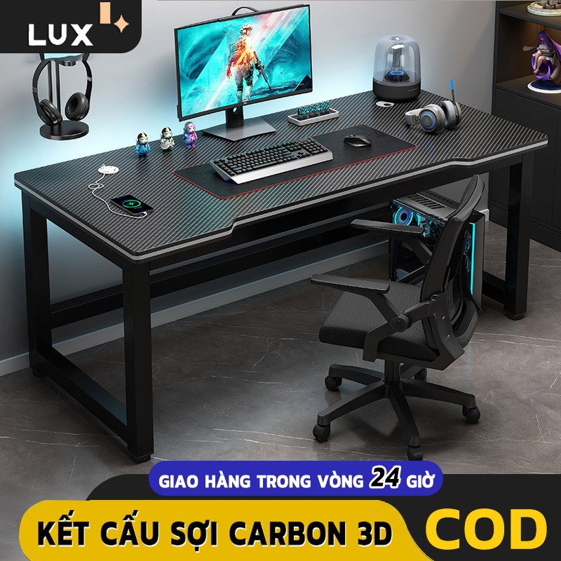 LUX Bàn máy tính gia đình thiết kế đơn giản, bàn làm việc, bàn học bàn phòng ngủ, khung thép làm bằng kết cấu sợi carbon
