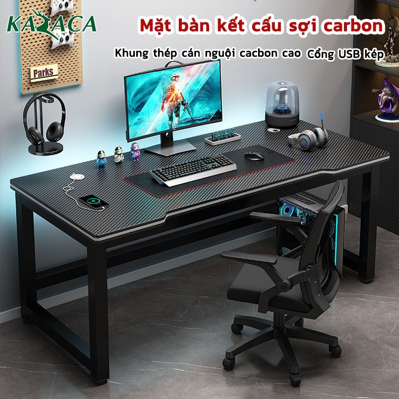 LUX Bàn máy tính gia đình thiết kế đơn giản, bàn làm việc, bàn học bàn phòng ngủ, khung thép làm bằng kết cấu sợi carbon