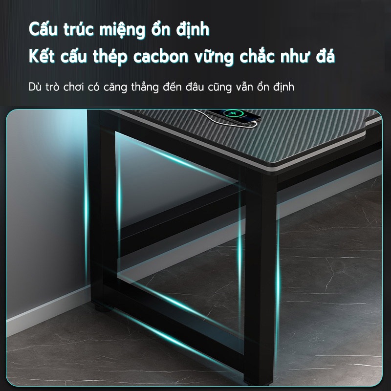 LUX Bàn máy tính gia đình thiết kế đơn giản, bàn làm việc, bàn học bàn phòng ngủ, khung thép làm bằng kết cấu sợi carbon