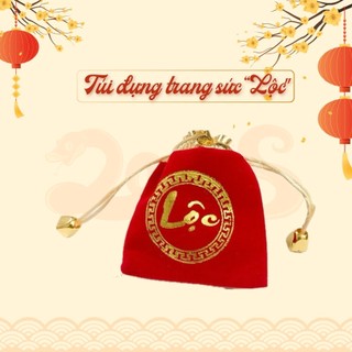 Túi Chữ Lộc , Túi Chữ Phúc nhung đỏ có dây rút , 7 x 9 cm , đựng trang sức , đồ phong thủy nhỏ gọn