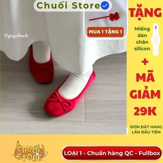 Giày bệt nữ da PU tổng hợp dệt vải đế cao su mềm mại mang nhẹ chân mix nơ cute