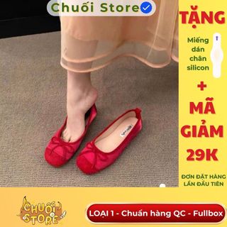Giày bệt nữ da PU tổng hợp dệt vải đế cao su xinh xắn mềm mại dễ phối đồ đơn giản