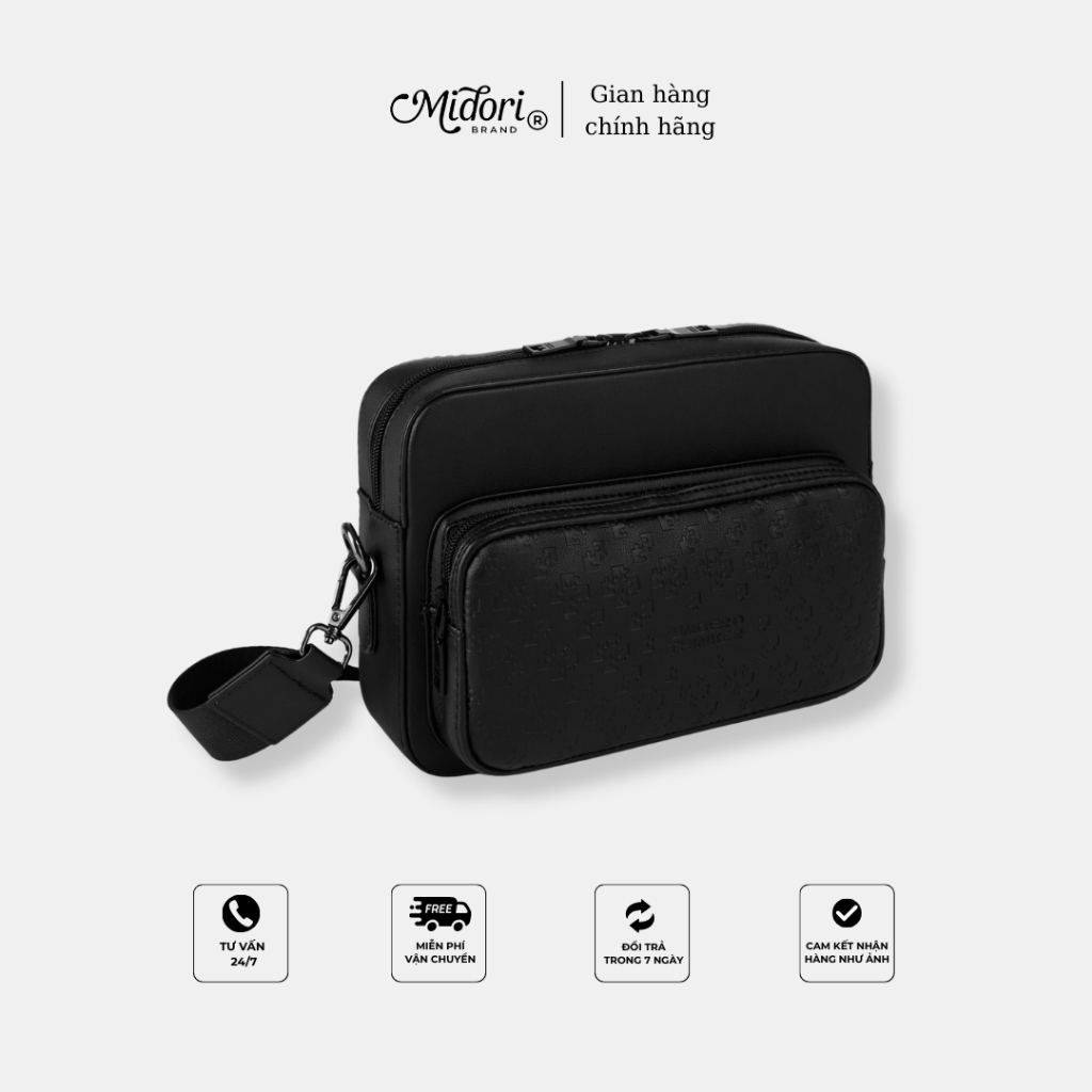 Túi Hộp Da PU Đeo Chéo PERRY Nam Nữ Monogram Đựng Điện Thoại Ipad Đi Chơi | Mi Midori