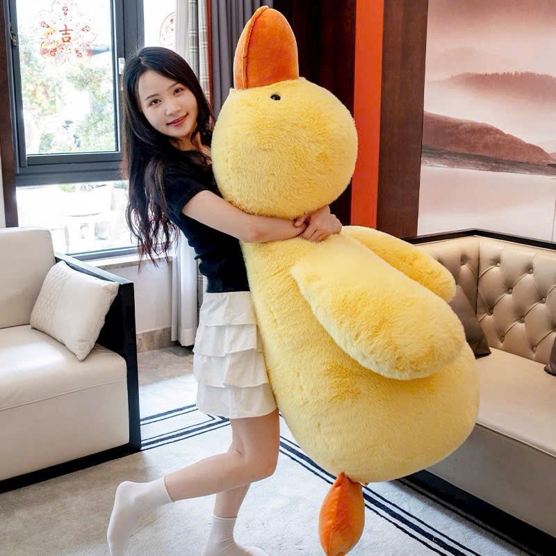 Gấu bông con vịt lông tơ non mềm mại thân thiện, Vịt bông nằm dùng để ôm ngủ cho bé
