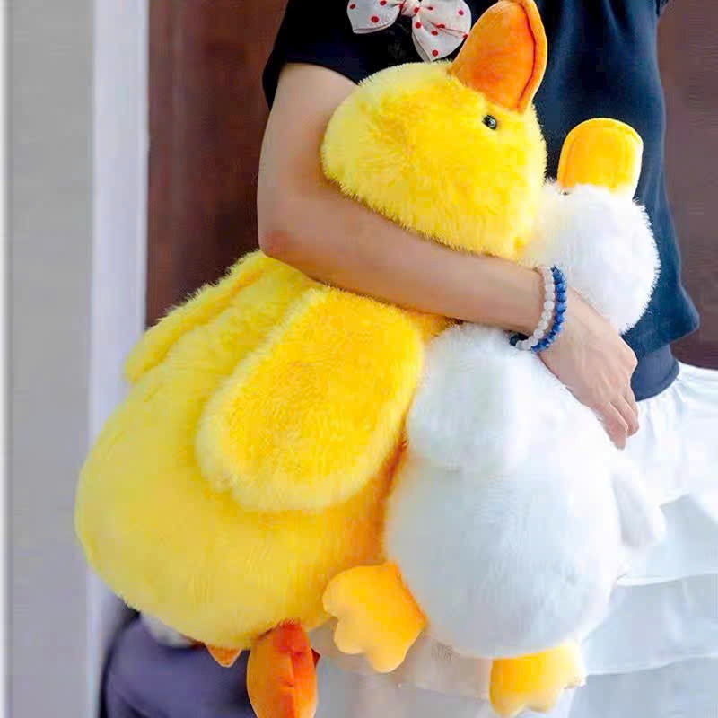 Gấu bông con vịt lông tơ non mềm mại thân thiện, Vịt bông nằm dùng để ôm ngủ cho bé
