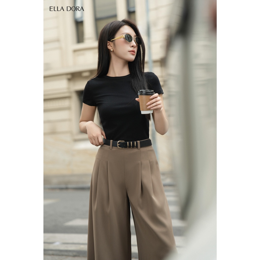 Quần tây nữ ELLA DORA thiết kế ống rộng dáng lửng khóa hông tinh tế thanh lịch sang trọng [Q38]