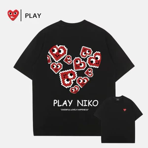 Áo Thun Trái Tim Cặp Đôi Nam Nữ Áo Phông Chất Vải Cotton Dày Dặn