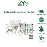 Bộ bàn du lịch xếp gọn siêu nhẹ, bộ 1 bàn 6 ghế gấp gọn phù hợp  dã ngoại câu cá cho cả gia đình — ảnh 1