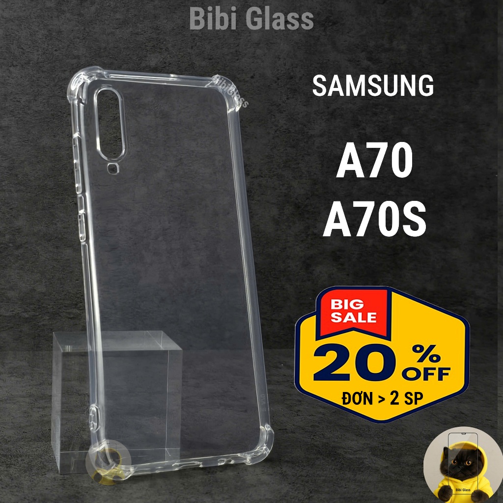 Ốp lưng Samsung A70, A70S silicon trong suốt dẻo cao cấp chống sốc va đập viền vuông bảo vệ đt BIBI