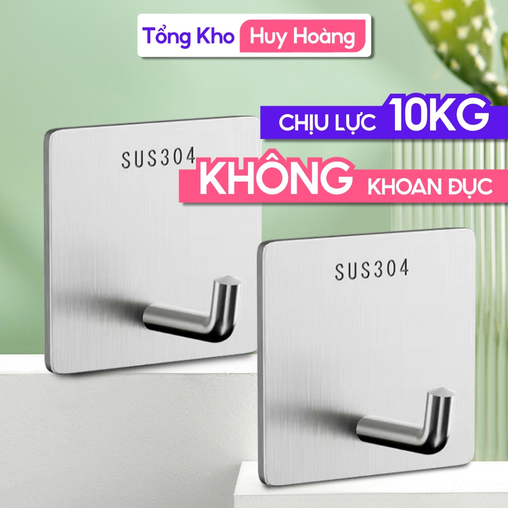 Móc dán inox dán tường siêu chịu lực, không cần khoan tường để treo đồ ...