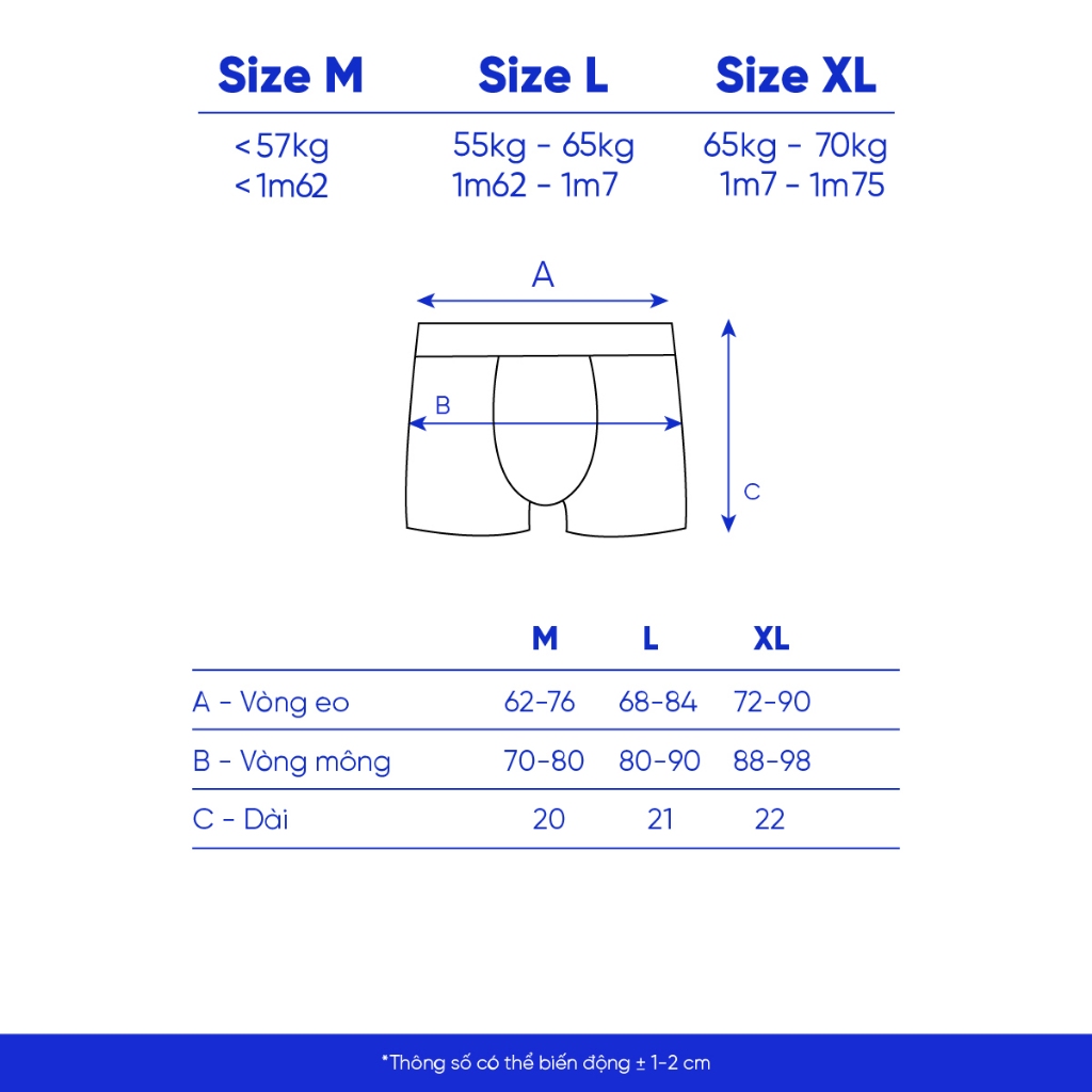 Combo 3 quần sịp nam Boxer Rocket Local Brand chất cotton kháng khuẩn City Cycle