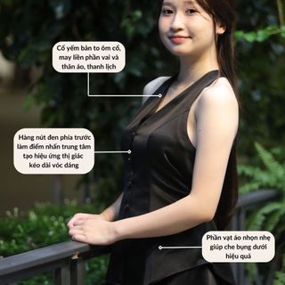 ( Thanh Lý) Set áo và chân váy lụa Mona SPAC SILK – Set lụa xuất Hàn thiết kế cao cấp màu đen sang trọng