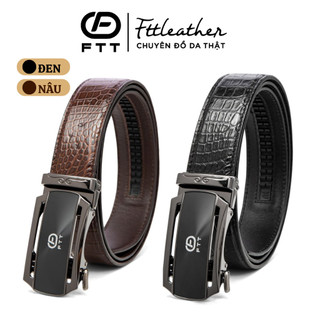Thắt lưng da cá sấu thật, dây nịt nam Fttleather thắt lưng dây khấc khóa tự động tiện lợi DF94