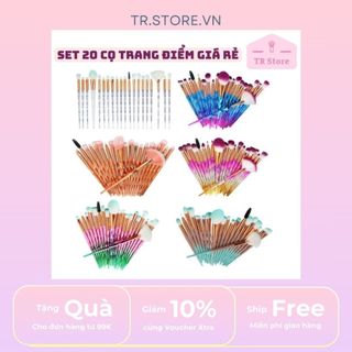 Bộ 20 cọ trang điểm cá nhân giá rẻ phong cách Ombre đổi màu
