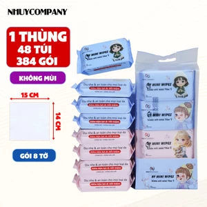 khăn ướt mini Như Ý Company, nhỏ gọn tiện lợi không mùi không chất bảo quản - Gói 8 tờ khăn
